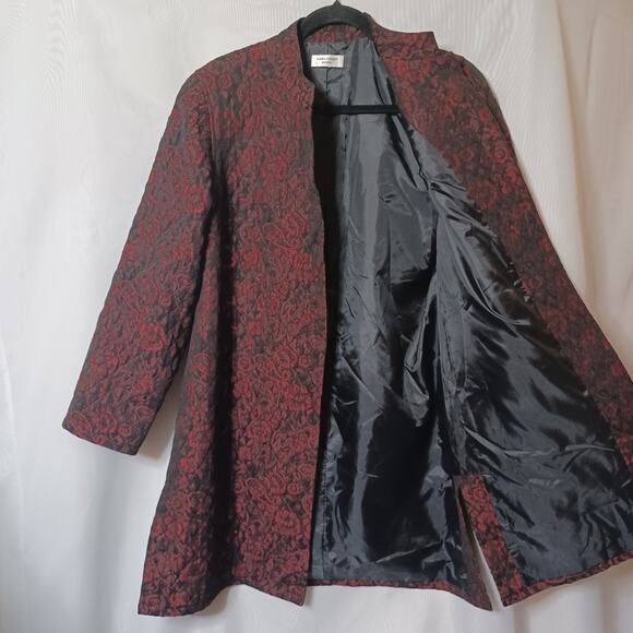 LAURA ASHLEY Petite Ruby Luster/Black Button Front Jacket. Size L - Picture 8 of 11